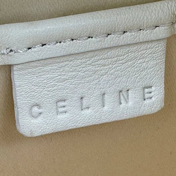 Auth CELINE Mini Boogie Bag Handbag White Satin/Leather/Silvertone - z3527 - Picture 12 of 13